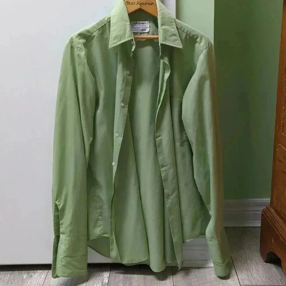 Lime Green 1960's Men's  Shirt - Picture 3 of 8